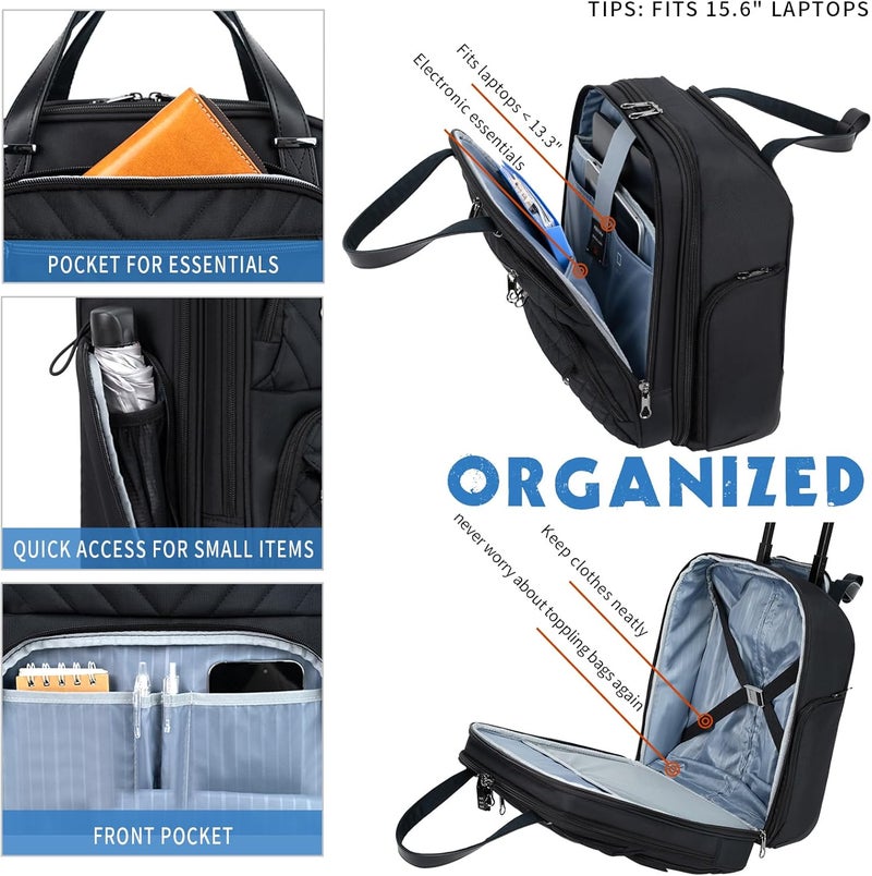 KROSER Carry On Underseat Multi-functional, 16-inch Underseater Lightweight Overnight Suitcase for Men Women, Black - Image 4